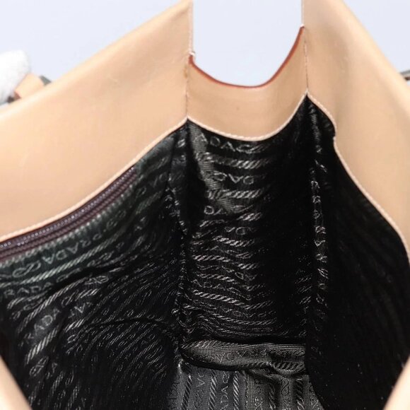 PRADA Tote Bag Leather Beige Silver Auth bs31380 - Picture 13 of 16